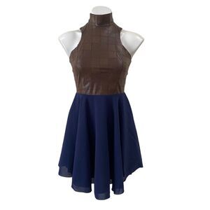 Christina Karin faux leather cocktail bodycon sexy party mini chic DRESS SMALL